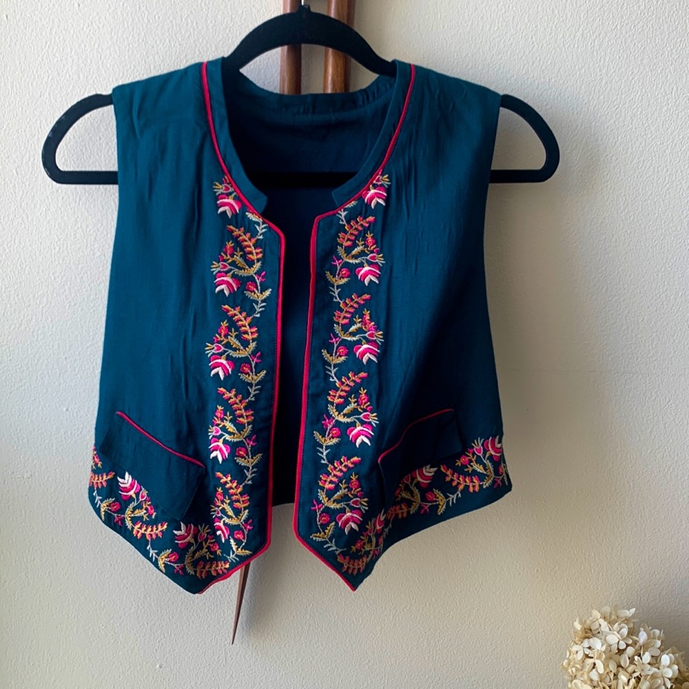 Indian local brand, size XS, blue crop jacket